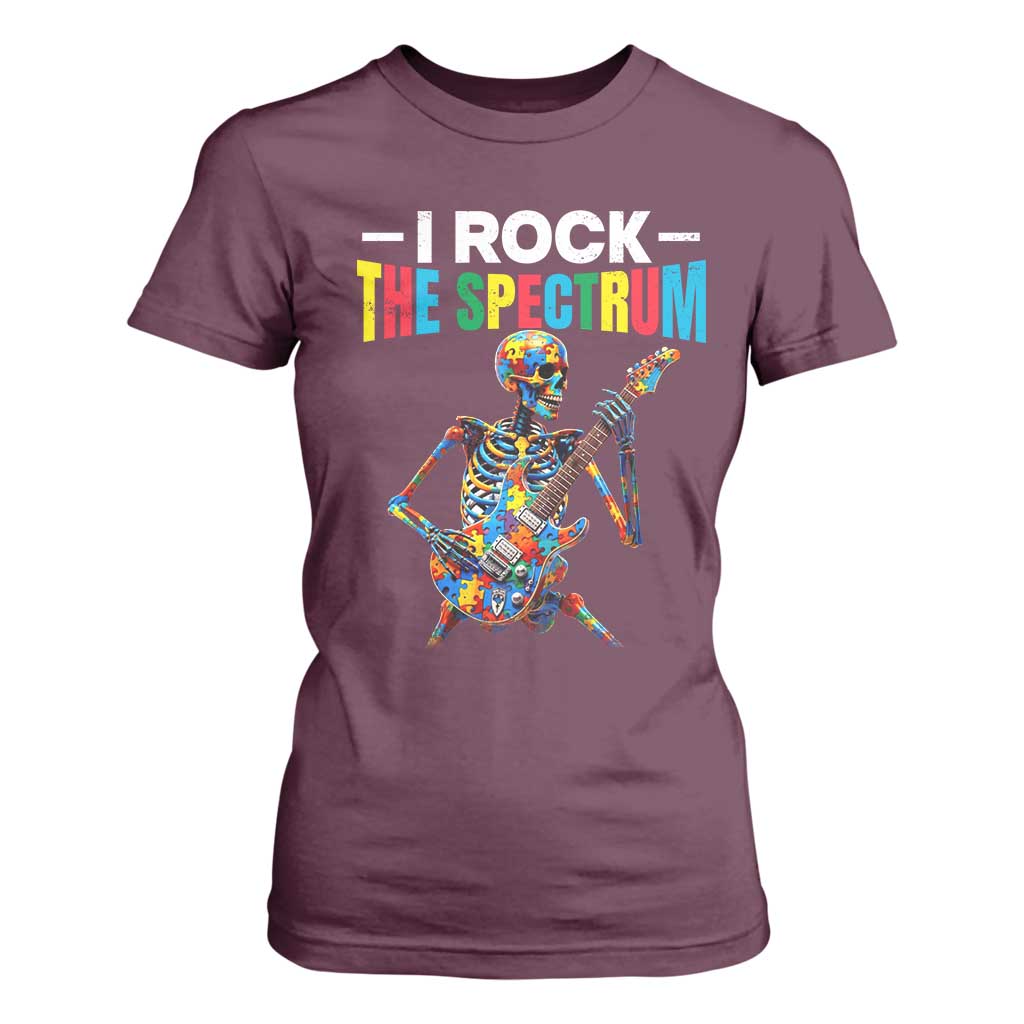 Autism Skeleton Rocker T Shirt For Women I Rock The Spectrum Autism Awareness