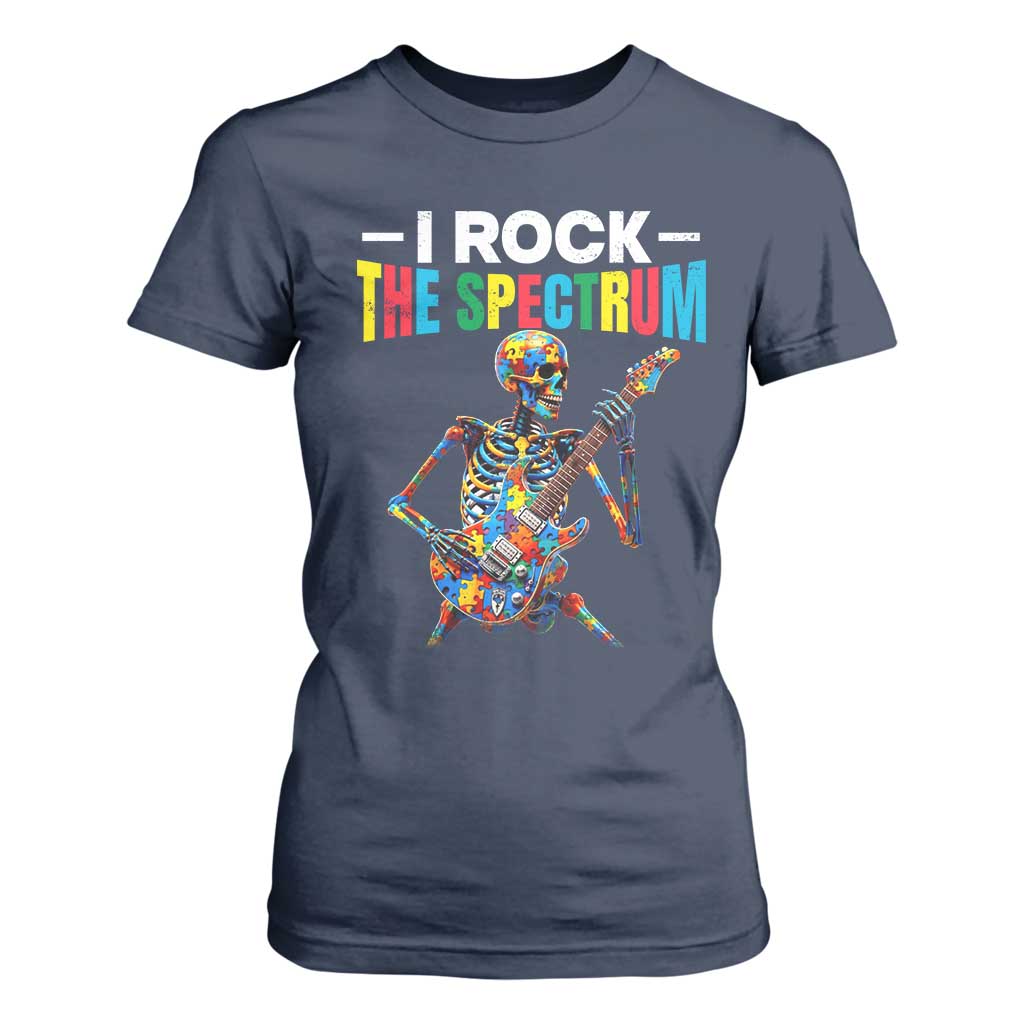 Autism Skeleton Rocker T Shirt For Women I Rock The Spectrum Autism Awareness