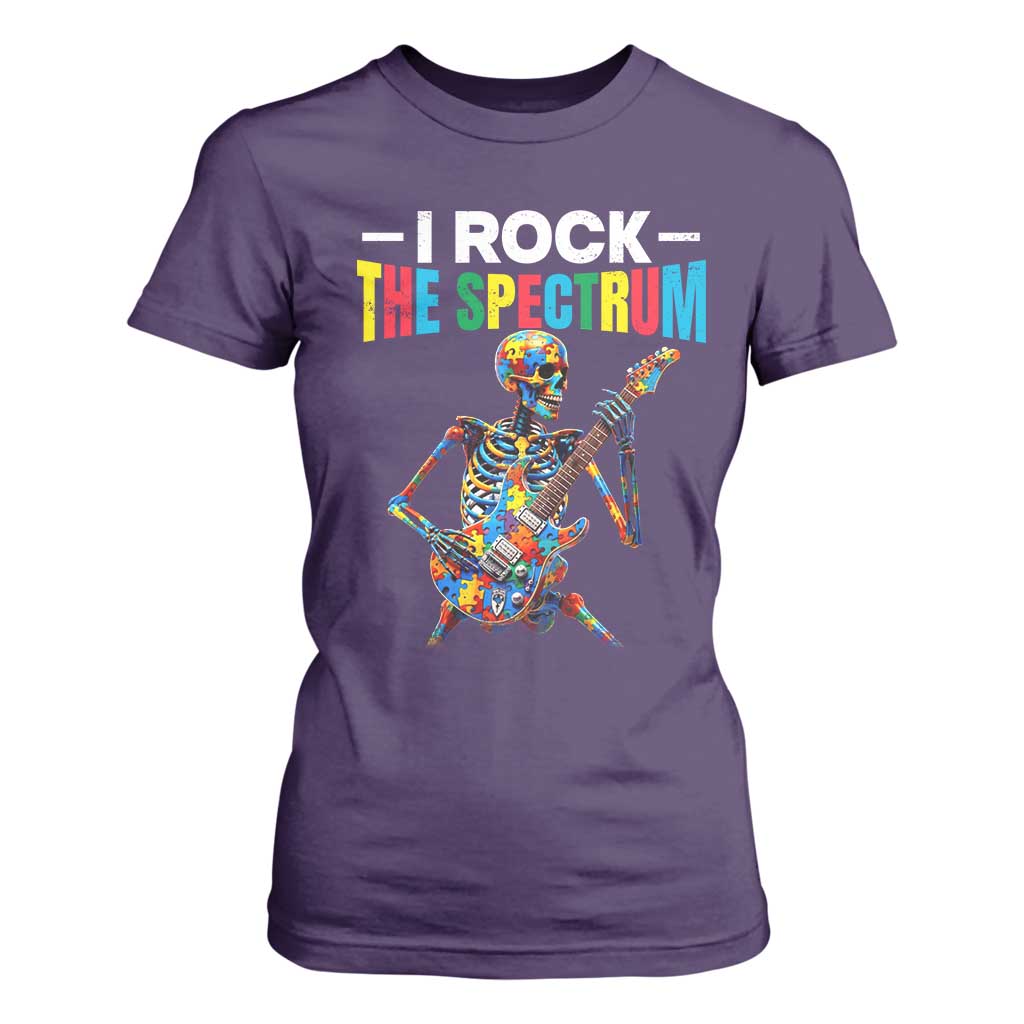 Autism Skeleton Rocker T Shirt For Women I Rock The Spectrum Autism Awareness