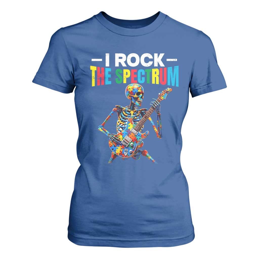 Autism Skeleton Rocker T Shirt For Women I Rock The Spectrum Autism Awareness