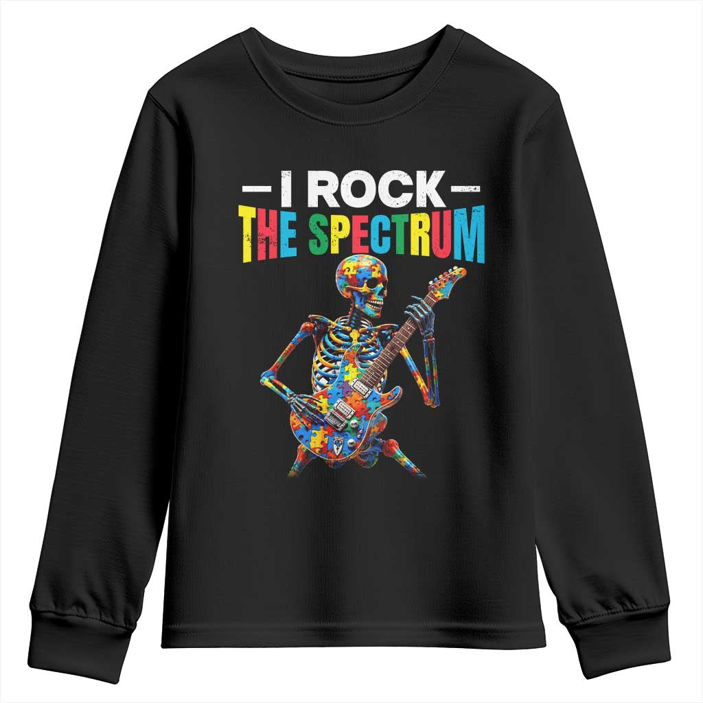 Autism Skeleton Rocker Youth Sweatshirt I Rock The Spectrum Autism Awareness