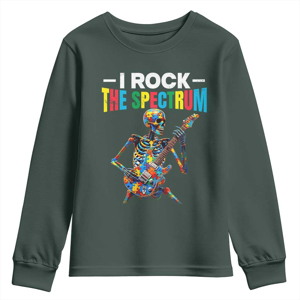 Autism Skeleton Rocker Youth Sweatshirt I Rock The Spectrum Autism Awareness