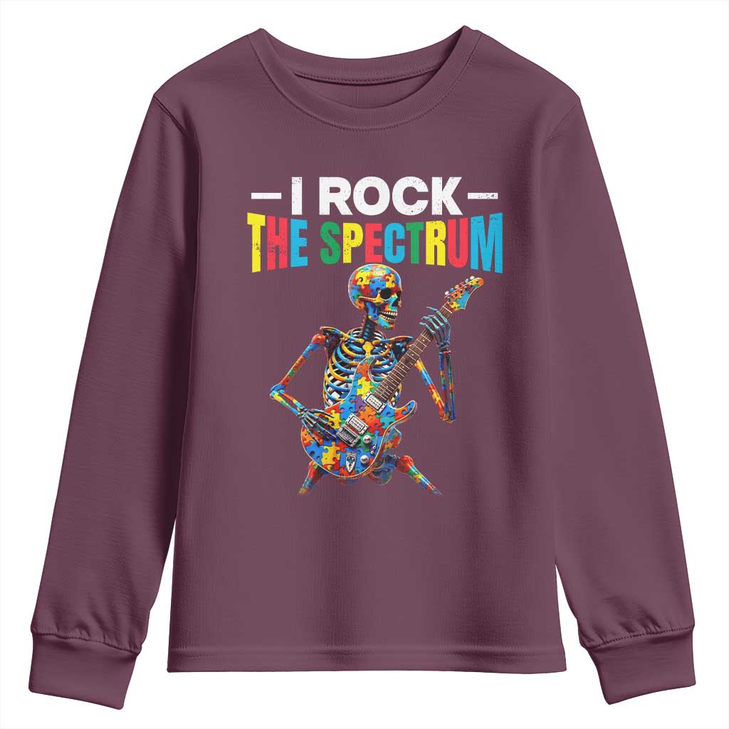 Autism Skeleton Rocker Youth Sweatshirt I Rock The Spectrum Autism Awareness