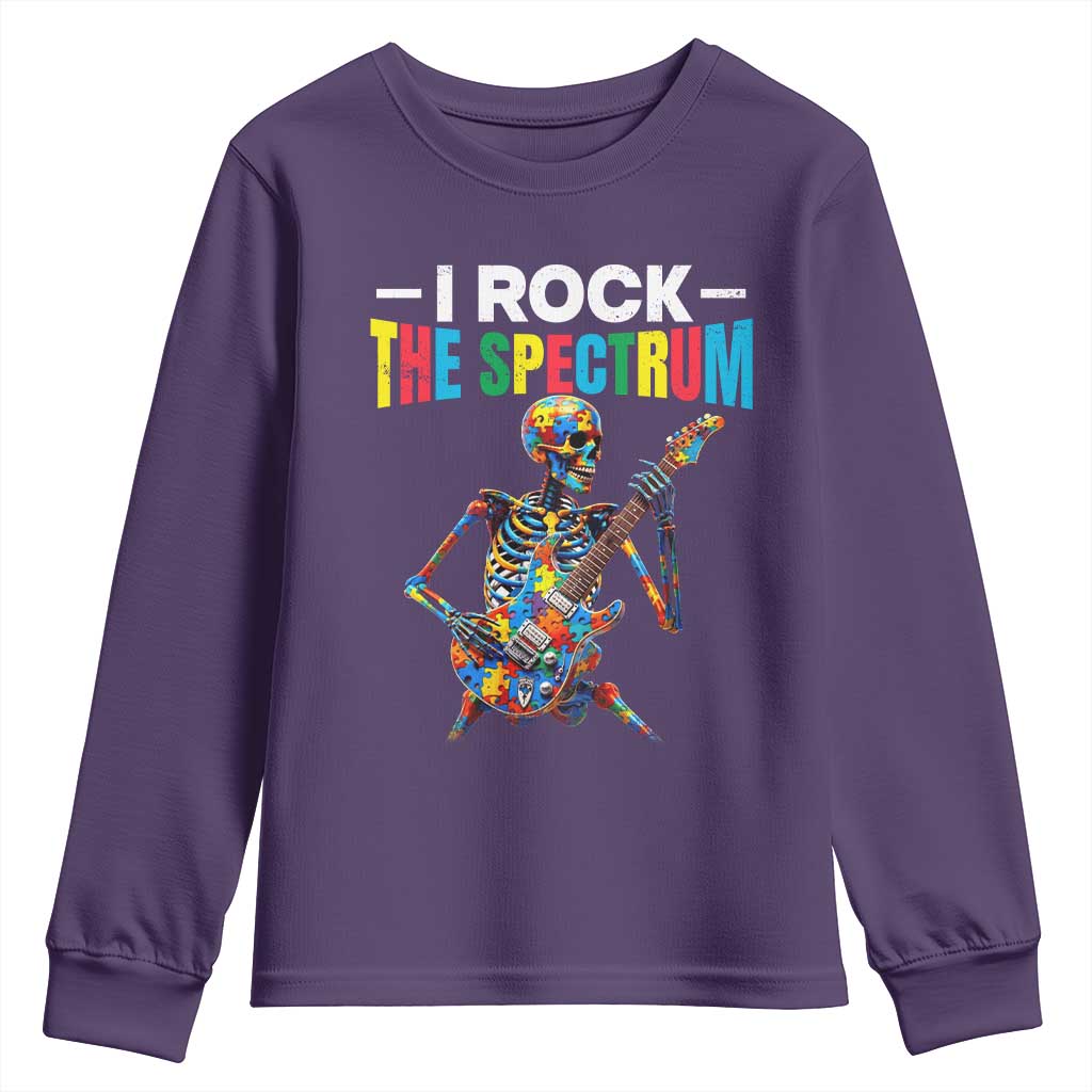 Autism Skeleton Rocker Youth Sweatshirt I Rock The Spectrum Autism Awareness