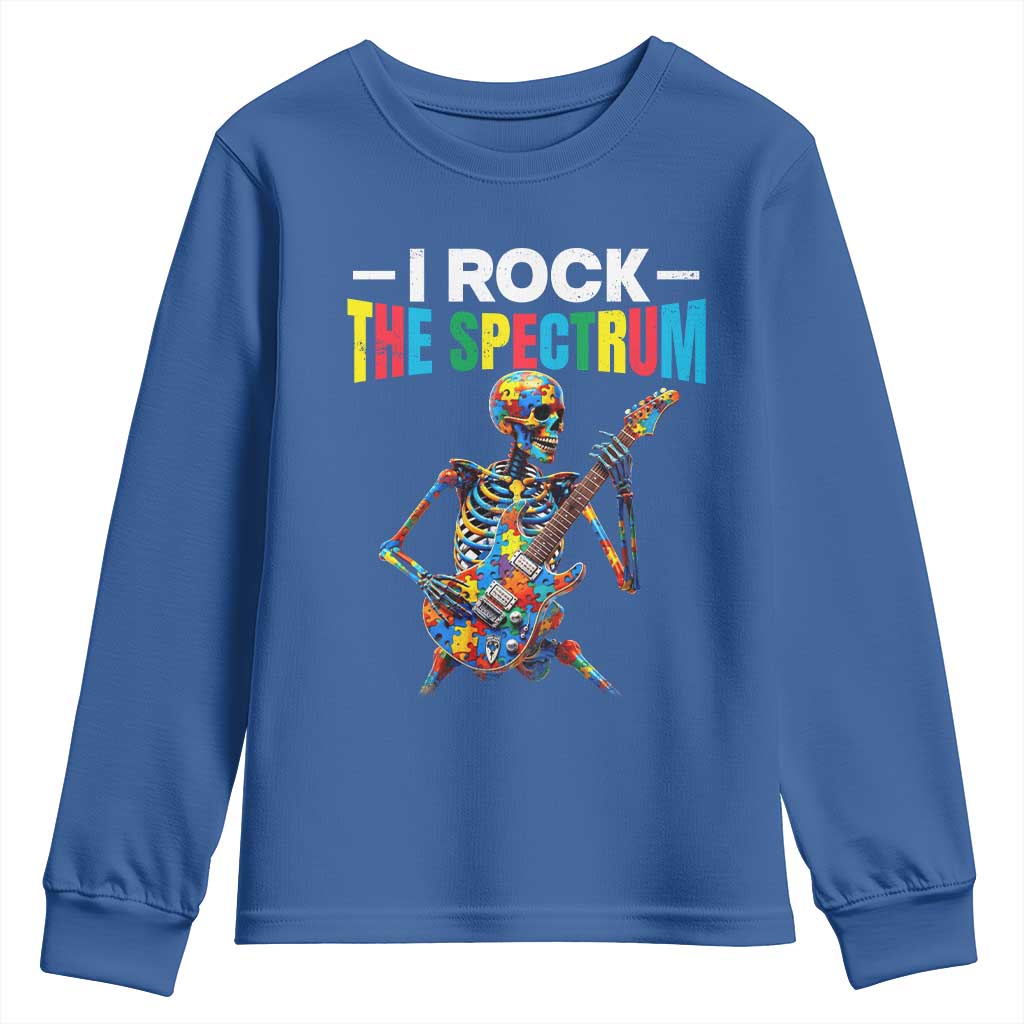 Autism Skeleton Rocker Youth Sweatshirt I Rock The Spectrum Autism Awareness