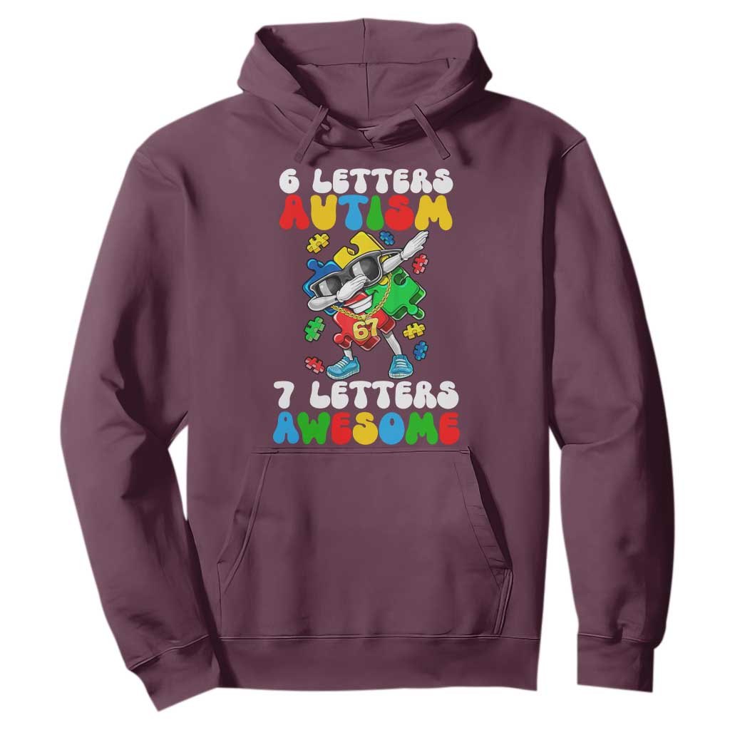 Funny 67 Autism Awareness Hoodie 6 Letters Autism 7 Letters Awesome Dabbing Puzzle