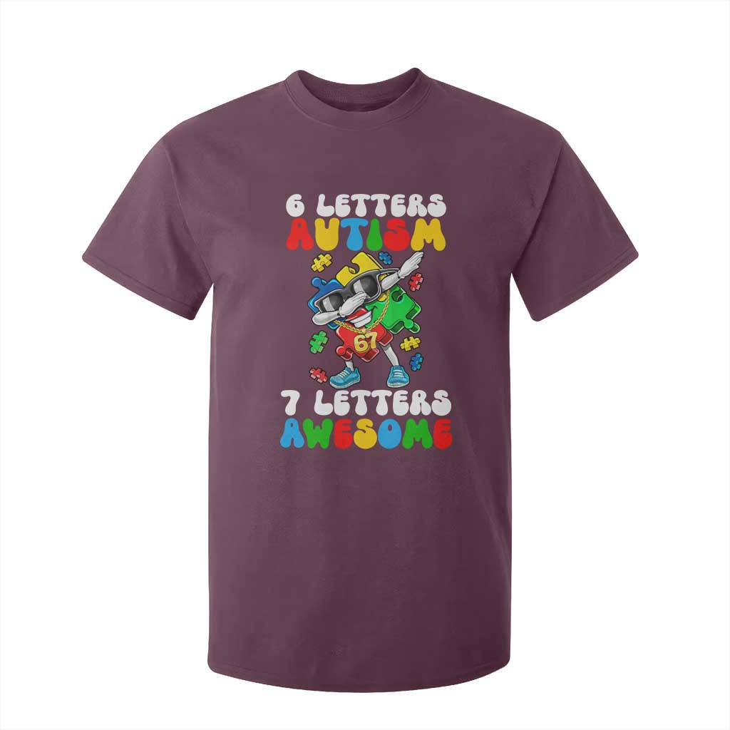 Funny 67 Autism Awareness T Shirt For Kid 6 Letters Autism 7 Letters Awesome Dabbing Puzzle