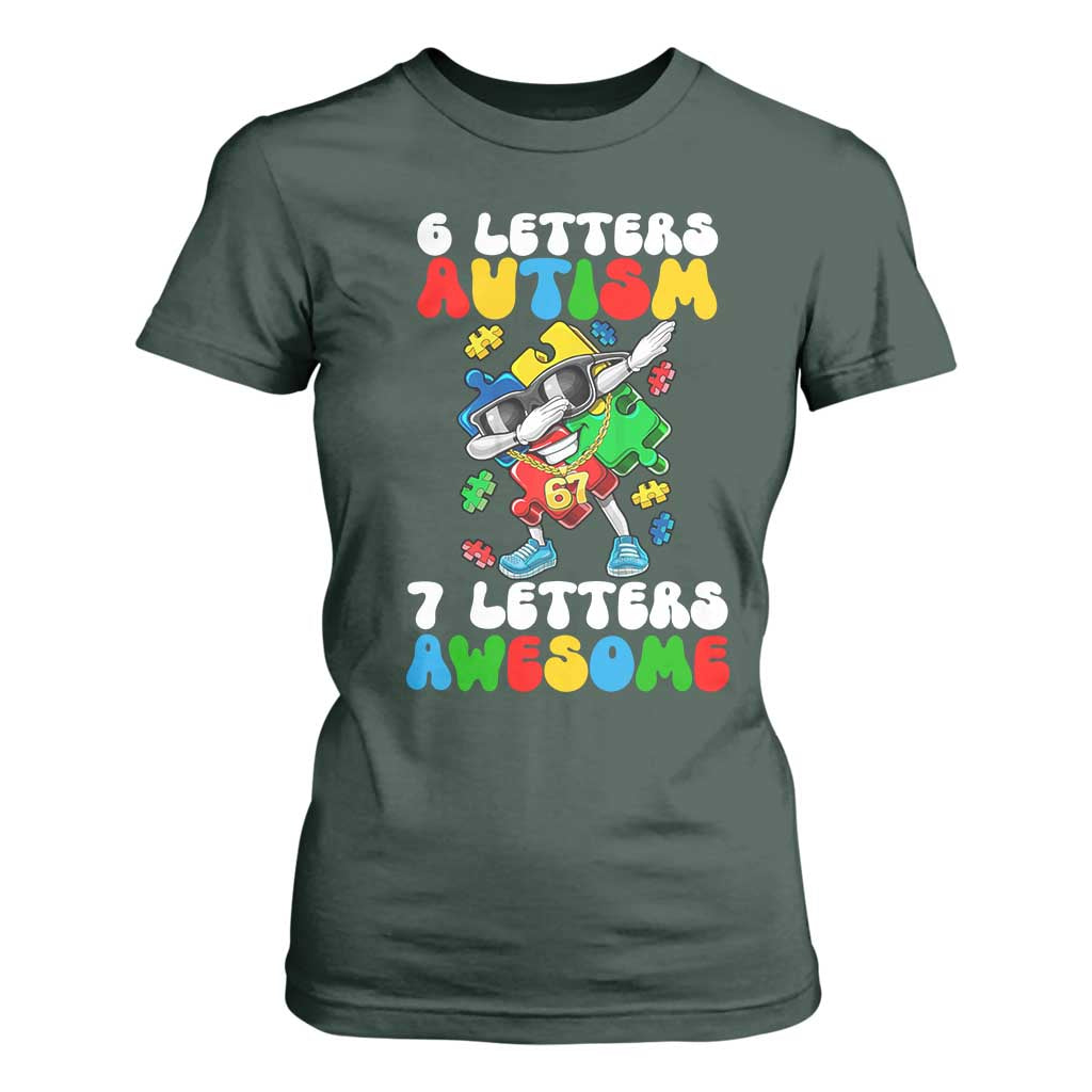 Funny 67 Autism Awareness T Shirt For Women 6 Letters Autism 7 Letters Awesome Dabbing Puzzle