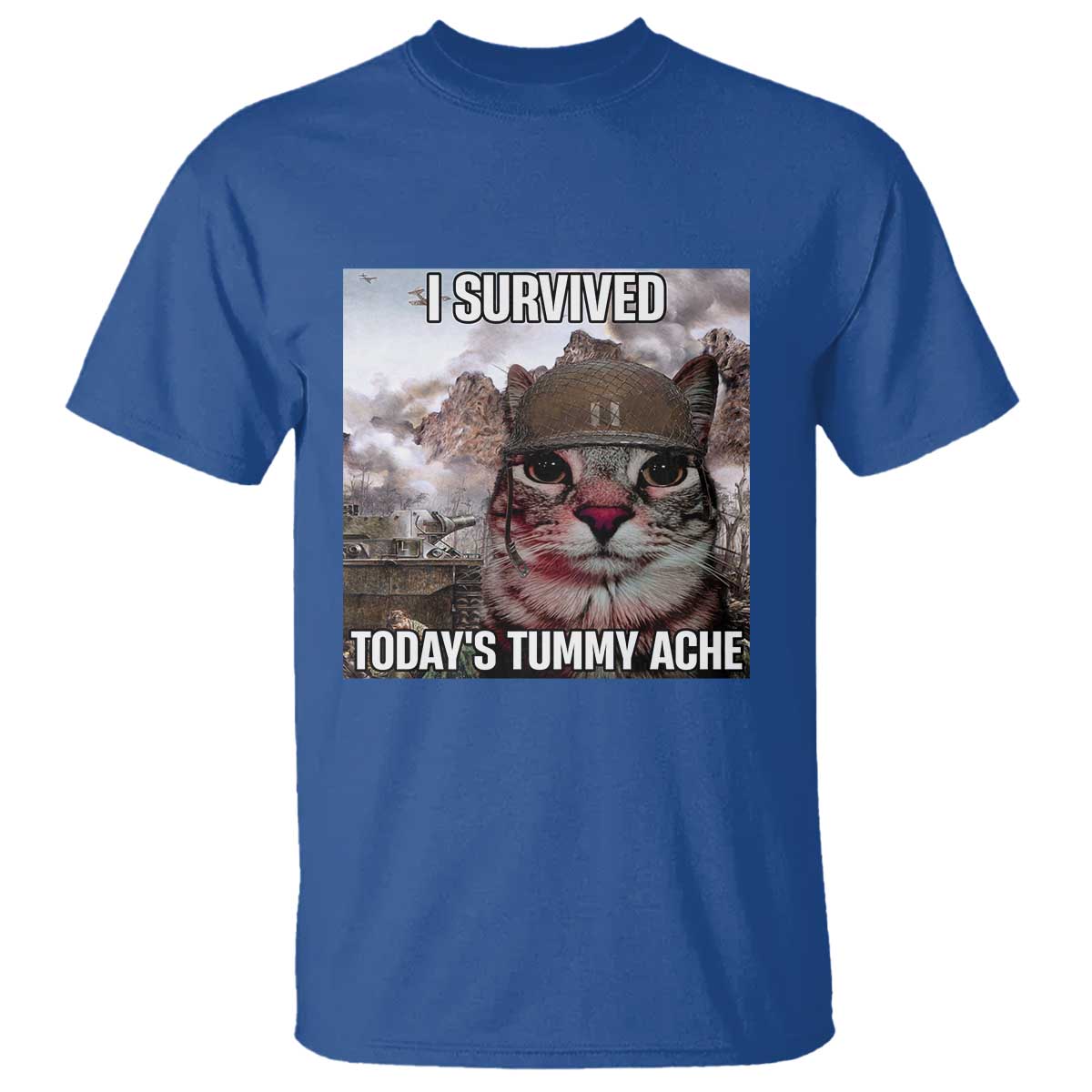 funny-i-survived-todays-tummy-ache-t-shirt-war-cat-meme