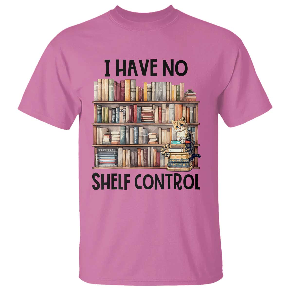 funny-library-reading-t-shirt-i-have-no-shelf-control-books-cat