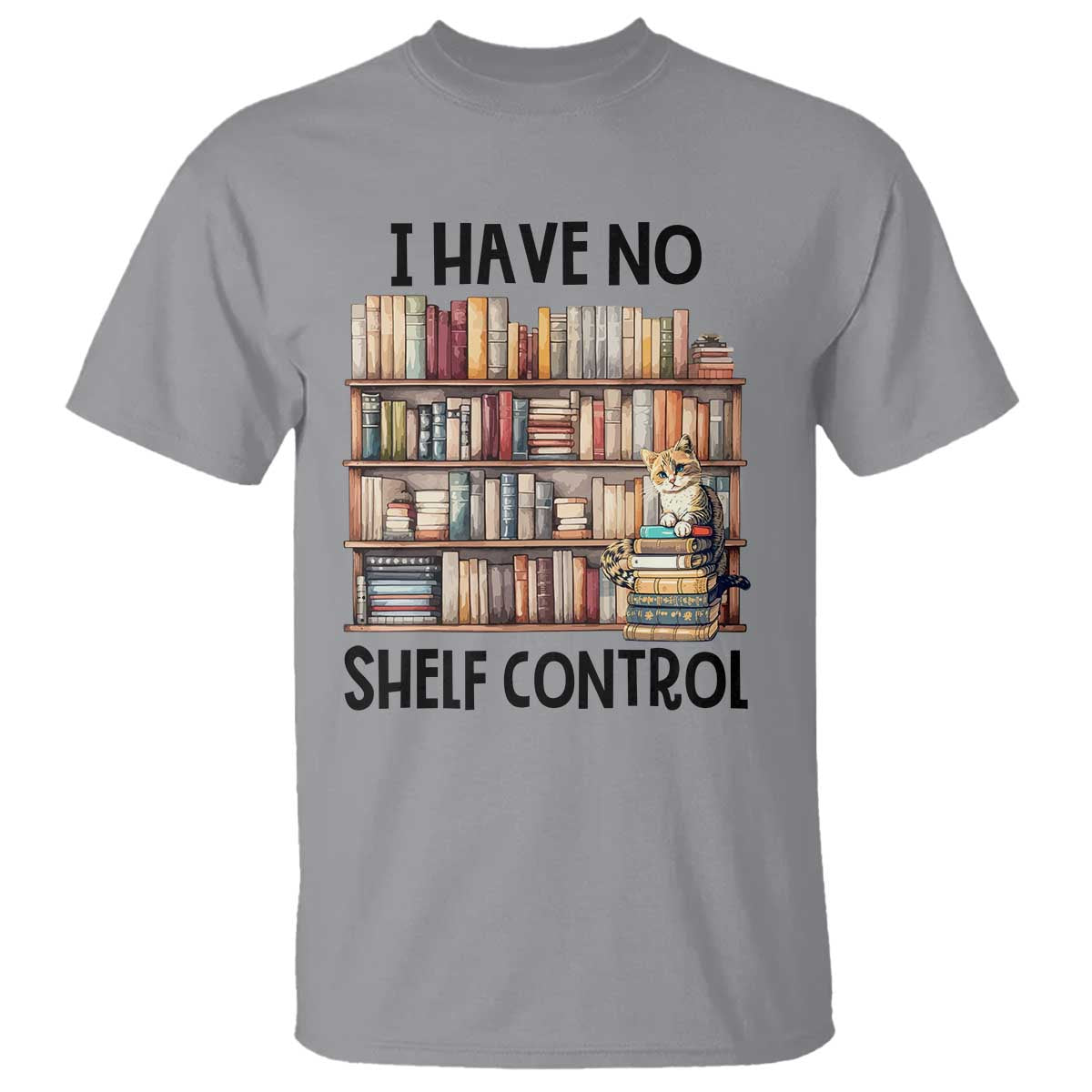 funny-library-reading-t-shirt-i-have-no-shelf-control-books-cat