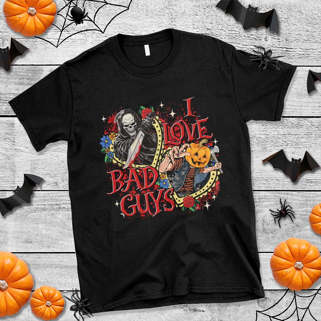 funny-halloween-t-shirt-i-love-bad-guys-scary-murderer-horror-skeleton-pumpkin-heart-rose