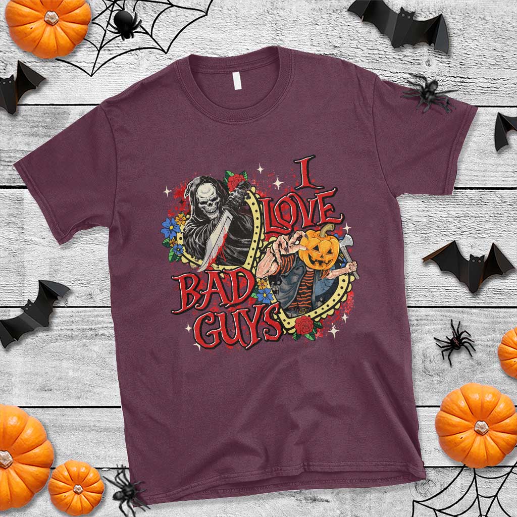 funny-halloween-t-shirt-i-love-bad-guys-scary-murderer-horror-skeleton-pumpkin-heart-rose