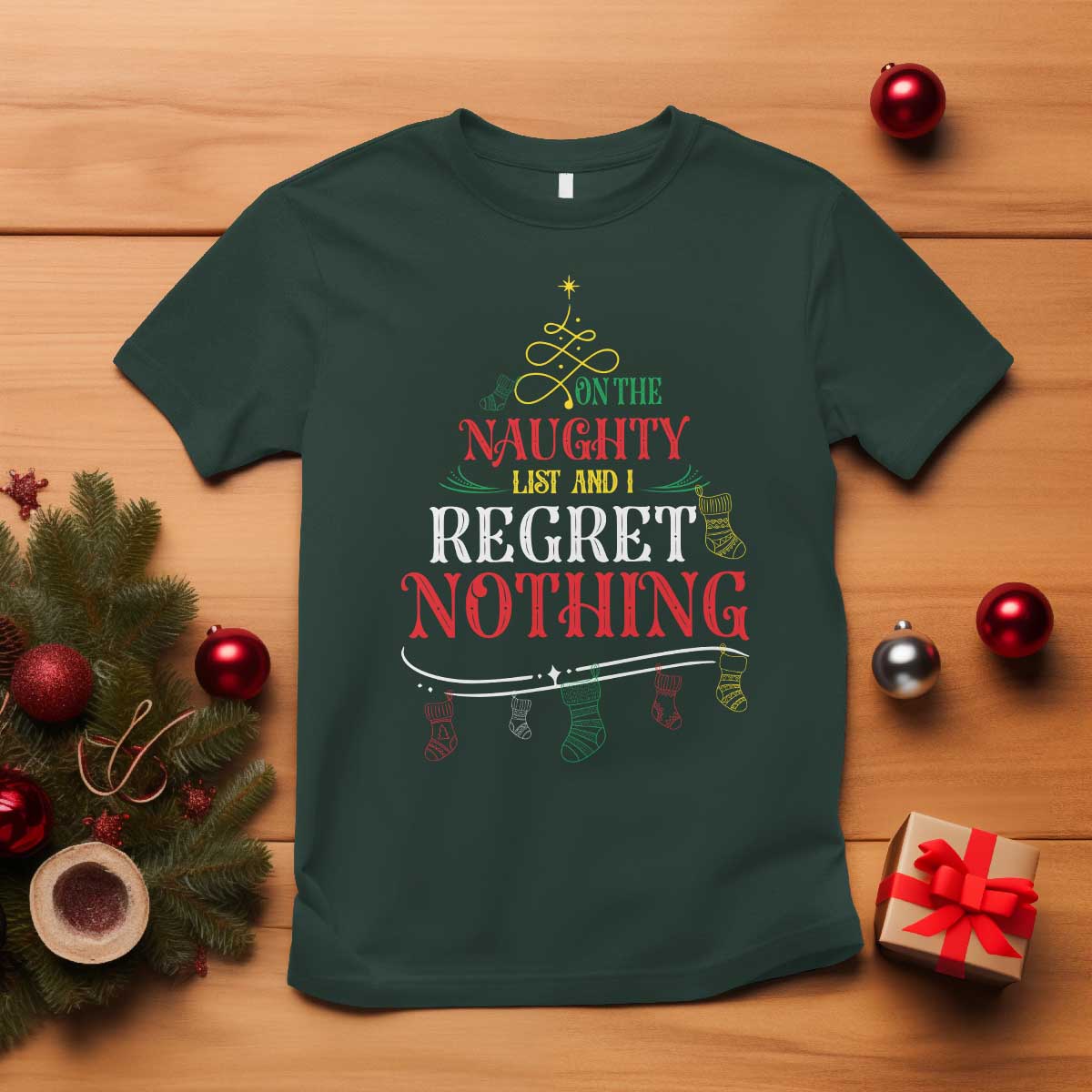 funny-christmas-t-shirt-on-the-naughty-list-and-i-regret-nothing-xmas-tree