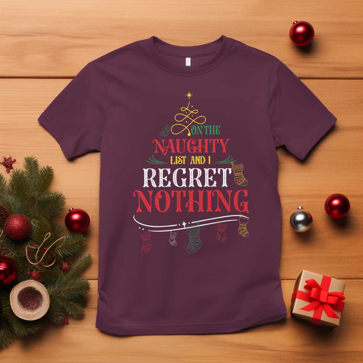 funny-christmas-t-shirt-on-the-naughty-list-and-i-regret-nothing-xmas-tree