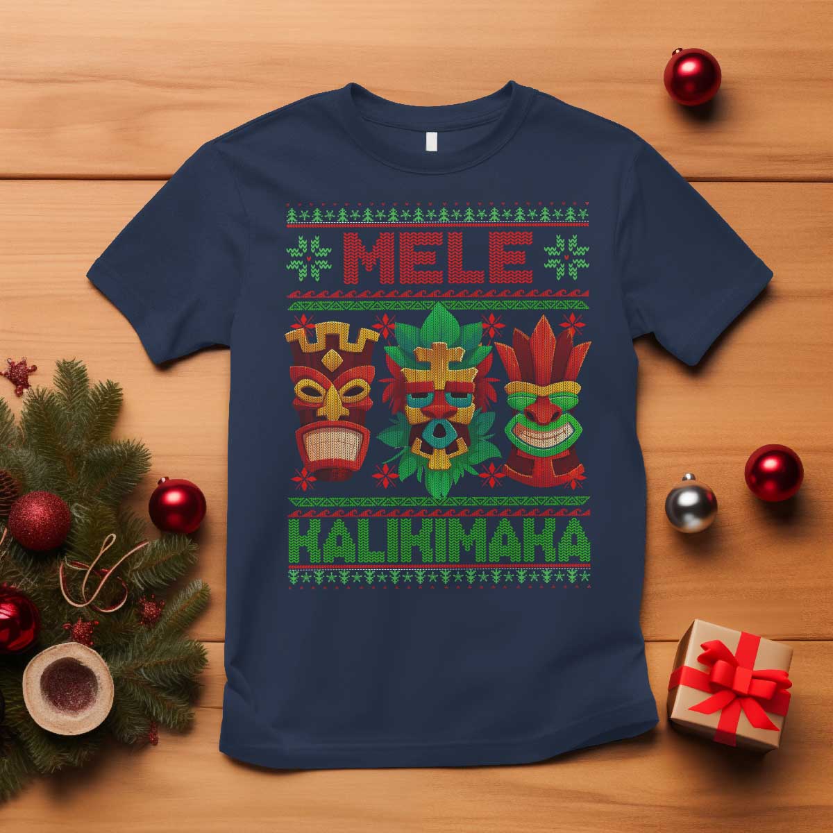 christmas-in-hawaii-t-shirt-mele-kalikimaka-ugly-tikis-kakau-tattoo