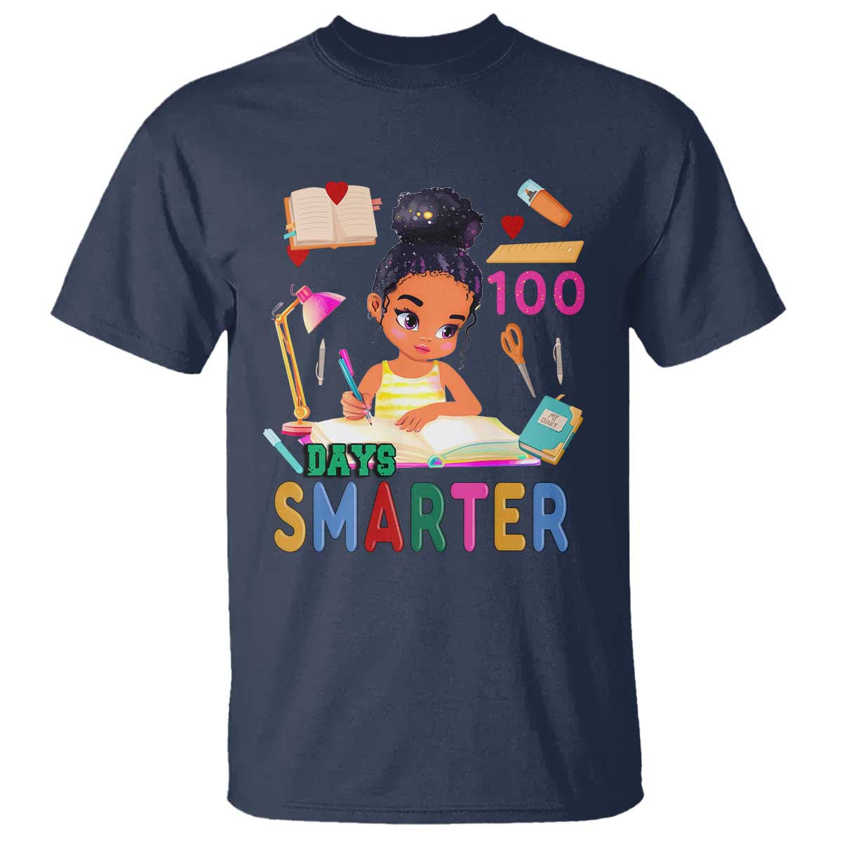 funny-100-days-smarter-black-afro-african-american-girl-t-shirt