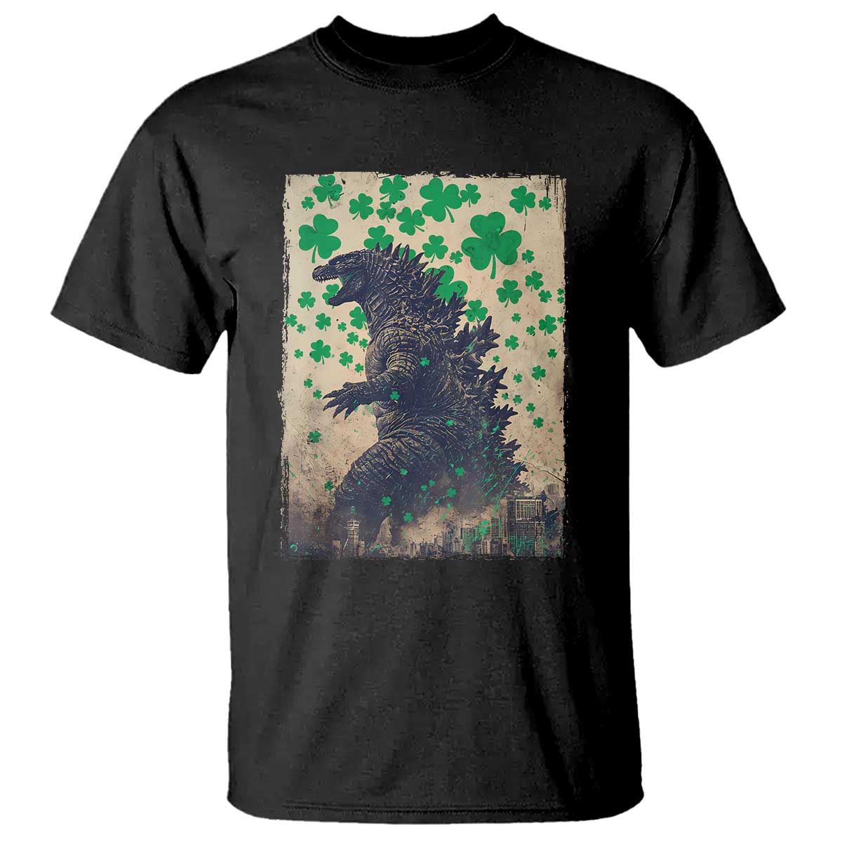 funny-st-patricks-day-japanese-giant-monster-t-shirt-vintage-shamrock