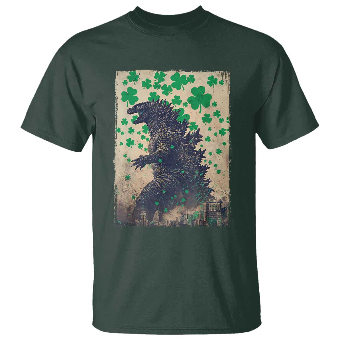 funny-st-patricks-day-japanese-giant-monster-t-shirt-vintage-shamrock
