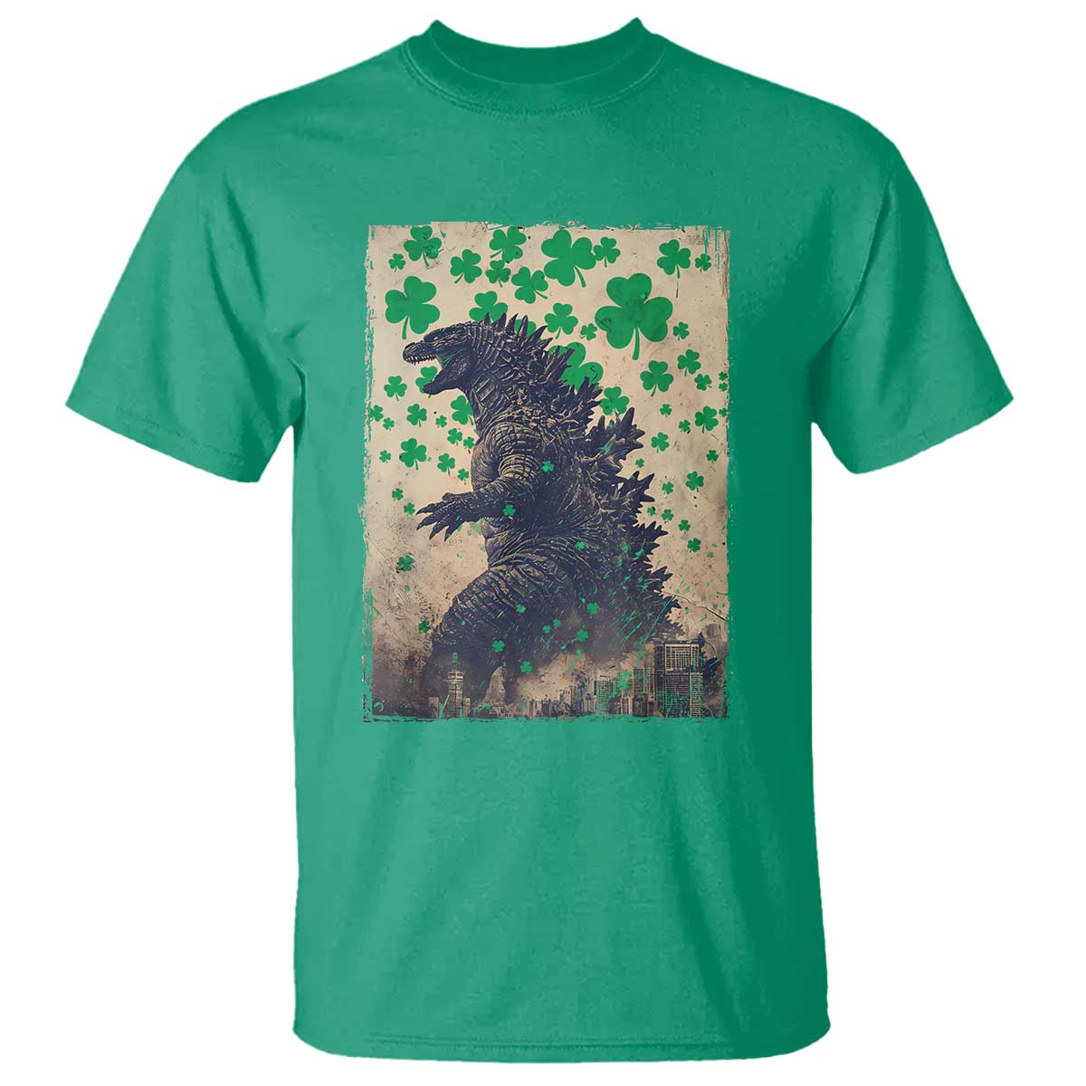 funny-st-patricks-day-japanese-giant-monster-t-shirt-vintage-shamrock
