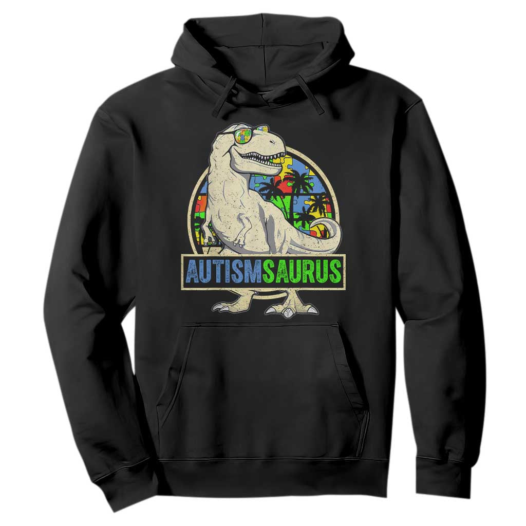 Funny Autism Support Dinosaur Hoodie Autismsaurus Puzzle Pieces