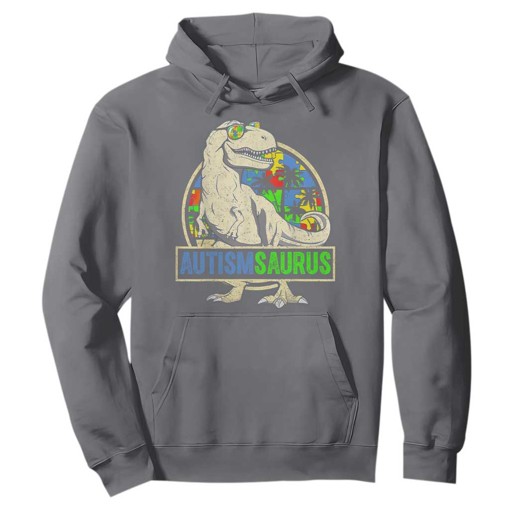 Funny Autism Support Dinosaur Hoodie Autismsaurus Puzzle Pieces