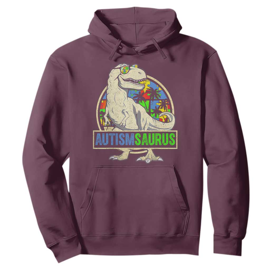 Funny Autism Support Dinosaur Hoodie Autismsaurus Puzzle Pieces