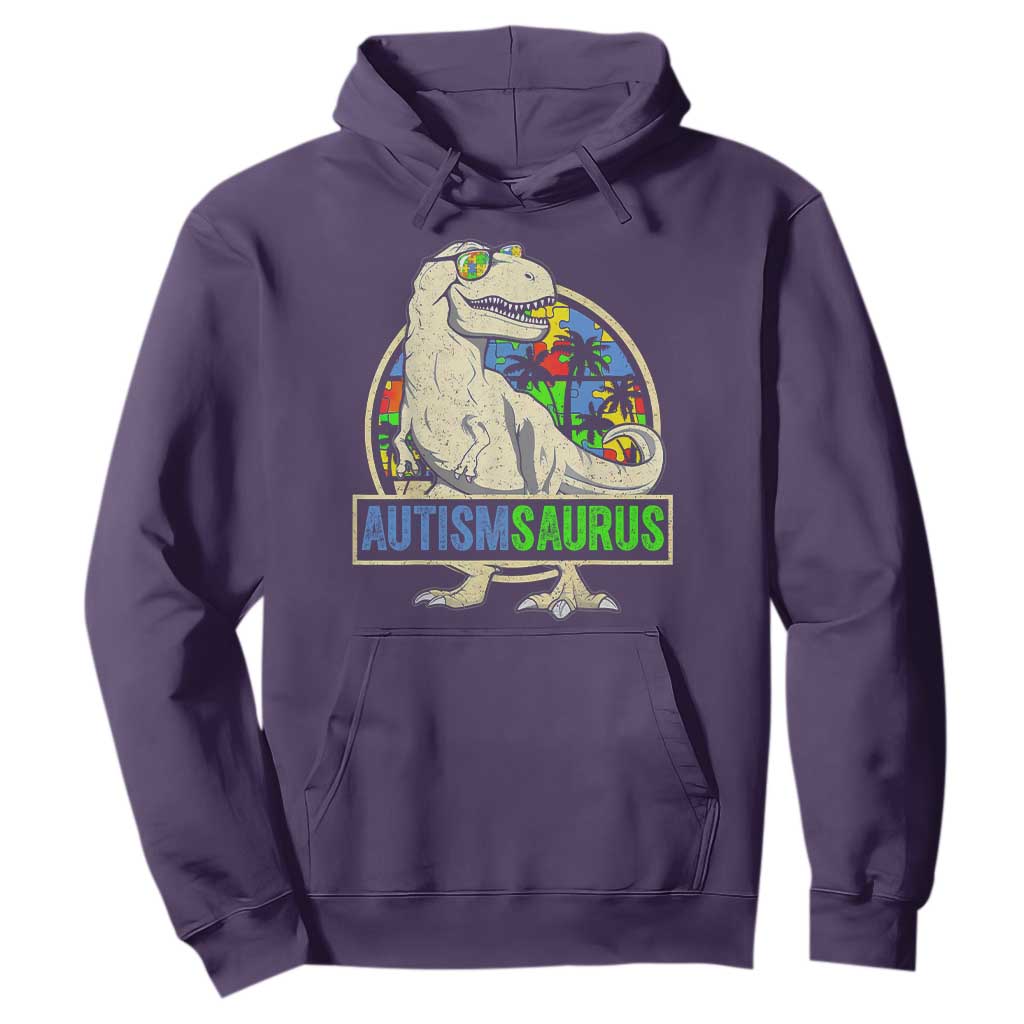 Funny Autism Support Dinosaur Hoodie Autismsaurus Puzzle Pieces