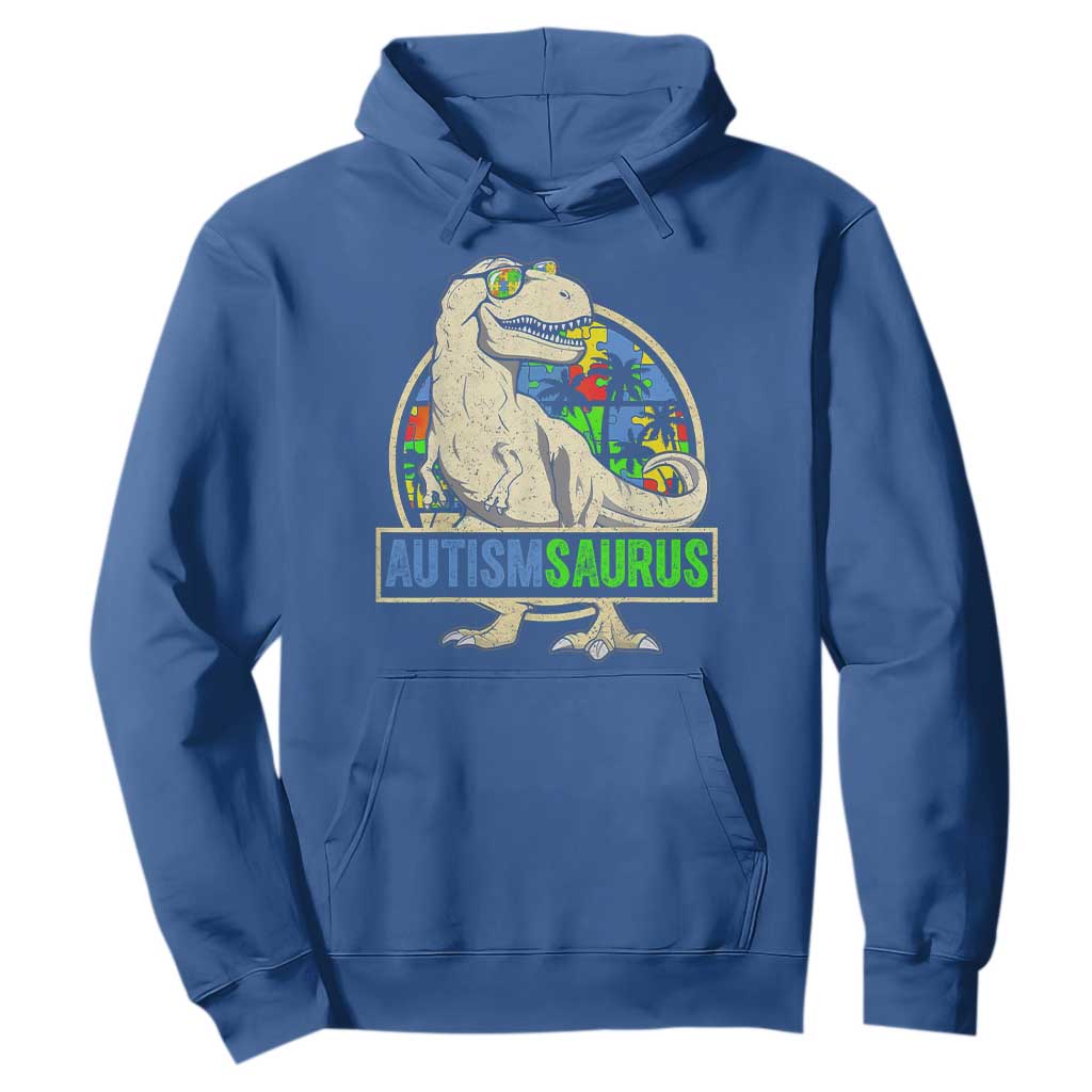 Funny Autism Support Dinosaur Hoodie Autismsaurus Puzzle Pieces