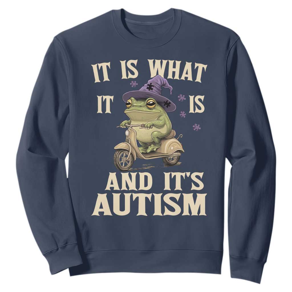 Funny It Is What It Is And It's Autism Sweatshirt Meme Autism Support Frog