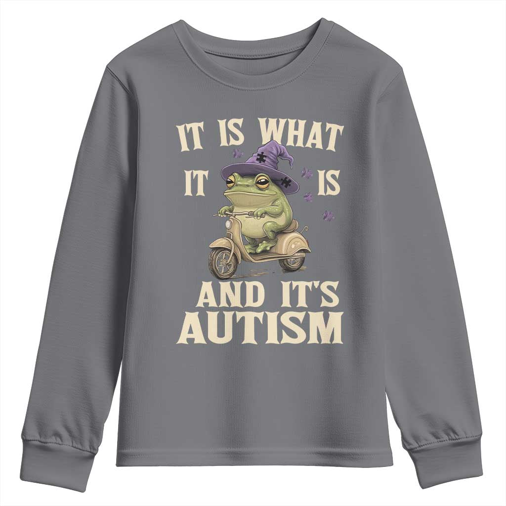 Funny It Is What It Is And It's Autism Youth Sweatshirt Meme Autism Support Frog
