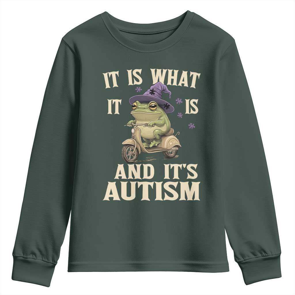 Funny It Is What It Is And It's Autism Youth Sweatshirt Meme Autism Support Frog