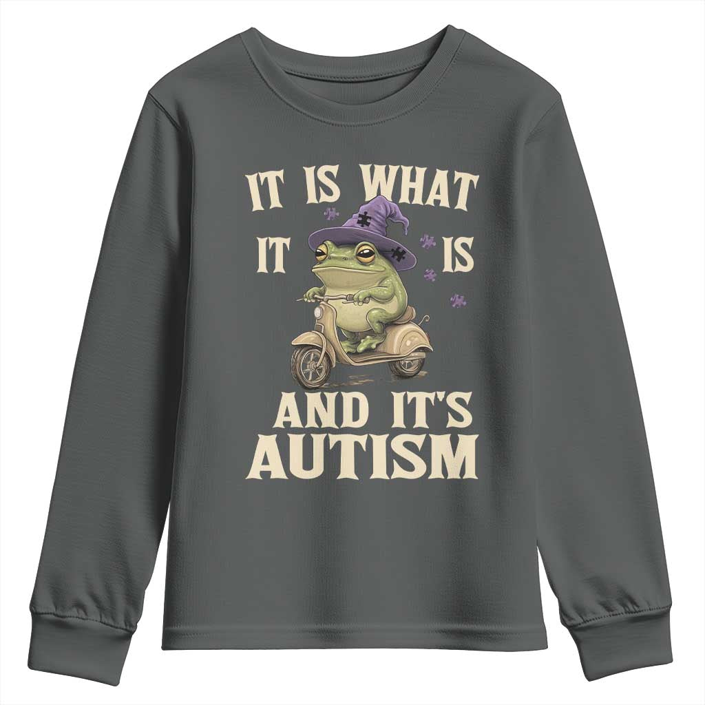 Funny It Is What It Is And It's Autism Youth Sweatshirt Meme Autism Support Frog