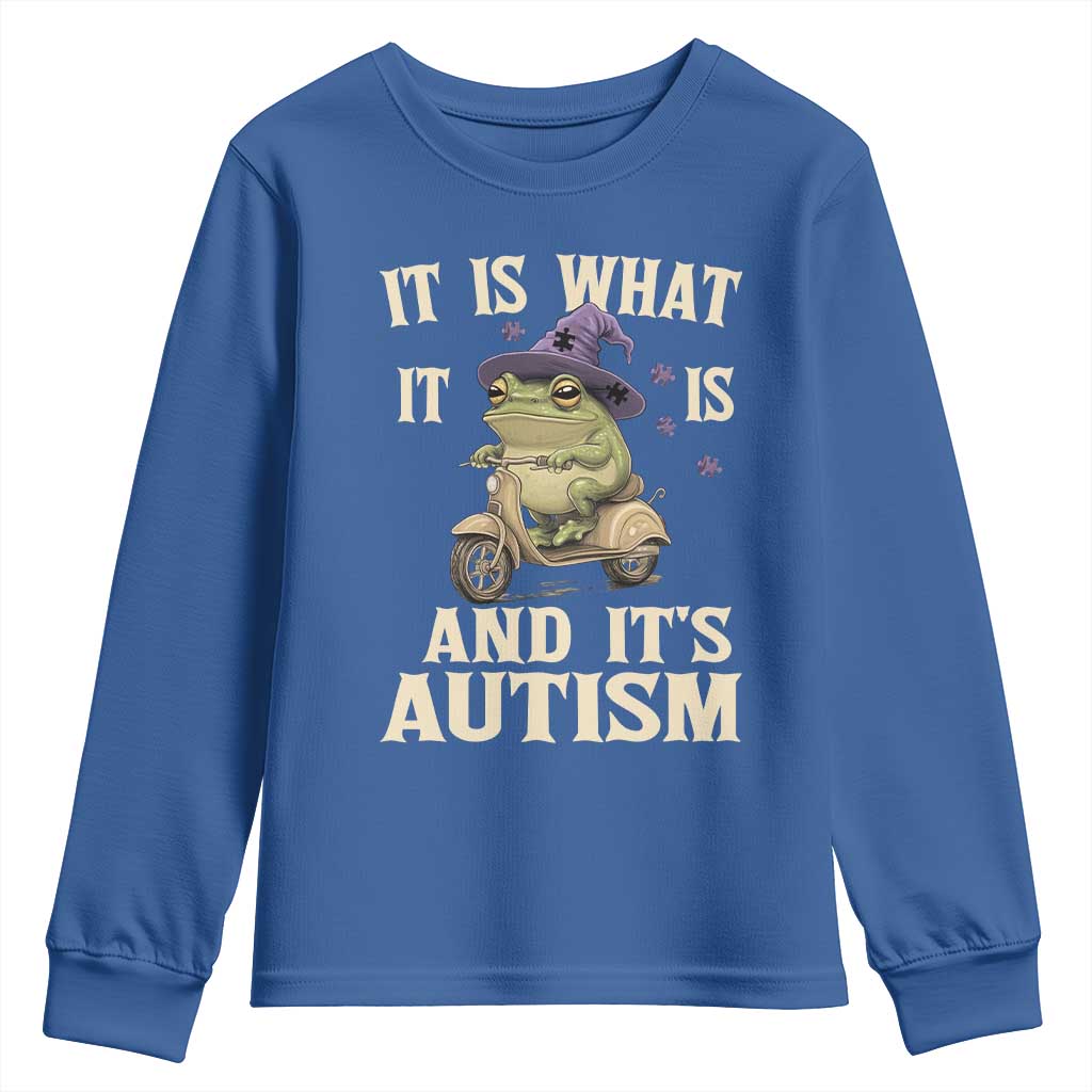 Funny It Is What It Is And It's Autism Youth Sweatshirt Meme Autism Support Frog