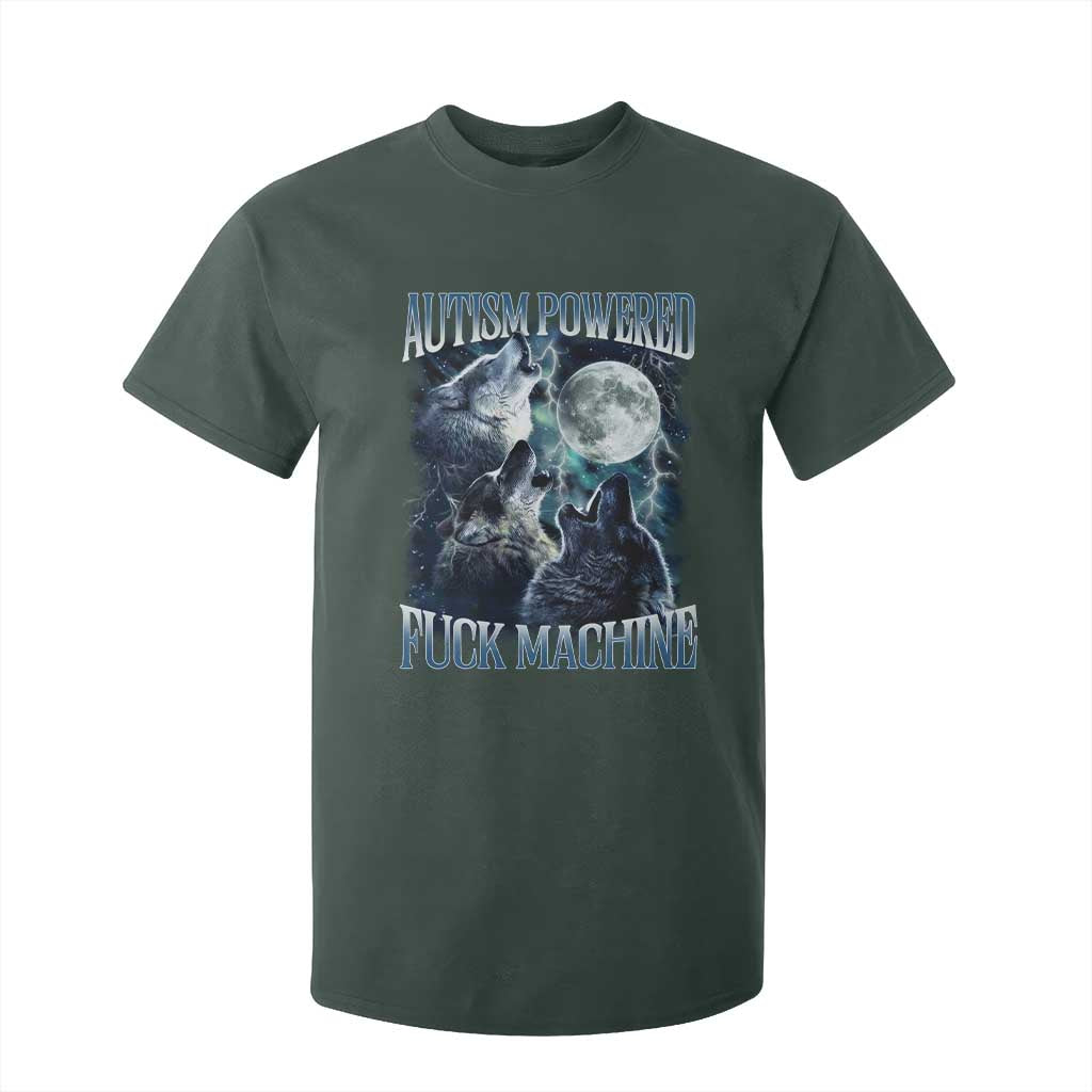 Funny Autism Powered Fuck Machine T Shirt For Kid Autism Quote Alpha Wolf
