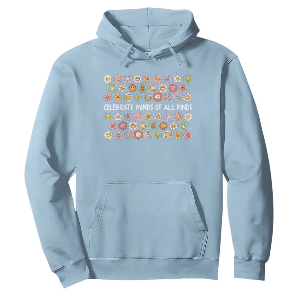 Funny Celebrate Minds Of All Kinds Hoodie Autism Support Retro Flower
