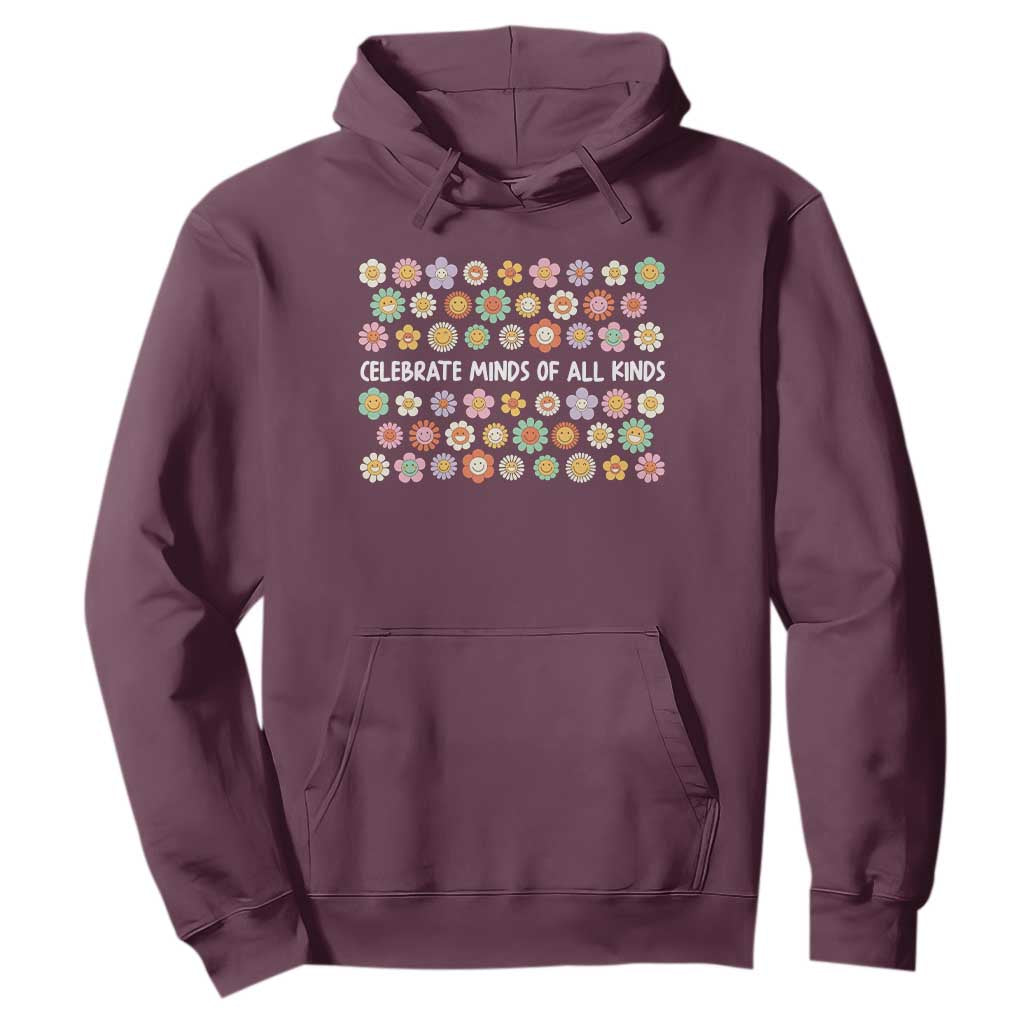 Funny Celebrate Minds Of All Kinds Hoodie Autism Support Retro Flower