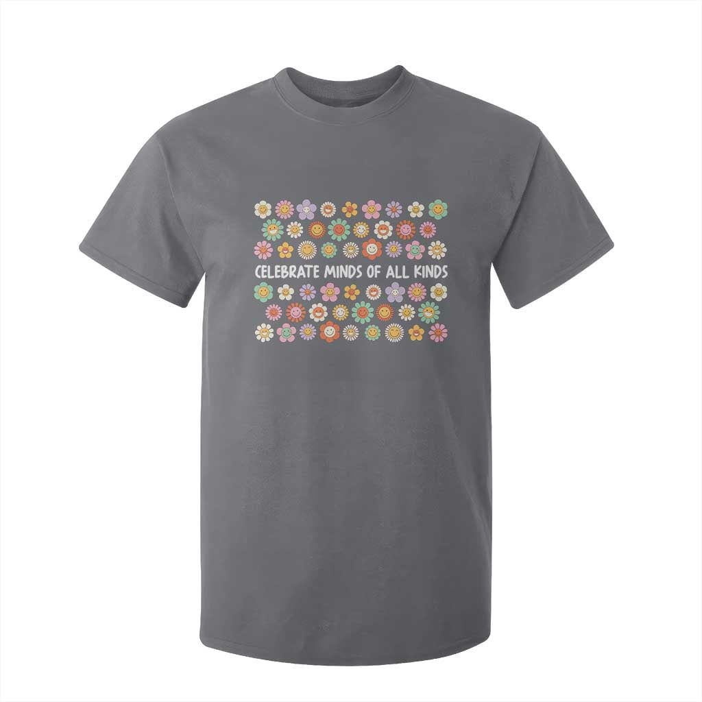 Funny Celebrate Minds Of All Kinds T Shirt For Kid Autism Support Retro Flower