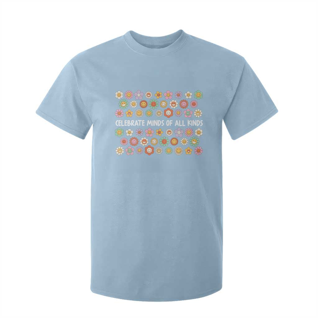 Funny Celebrate Minds Of All Kinds T Shirt For Kid Autism Support Retro Flower