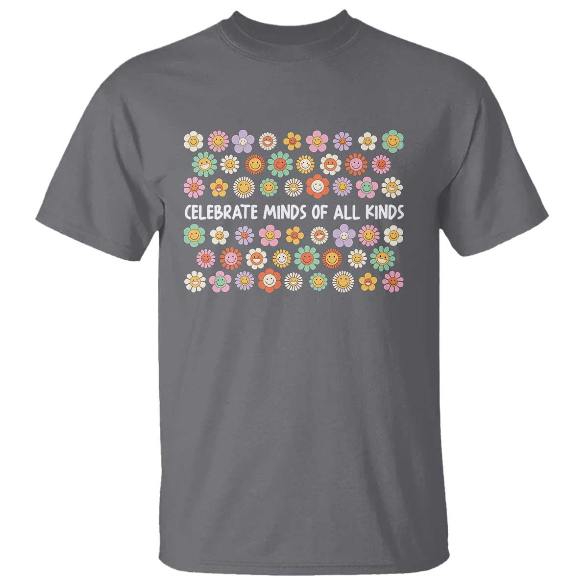 Funny Celebrate Minds Of All Kinds T Shirt Autism Support Retro Flower