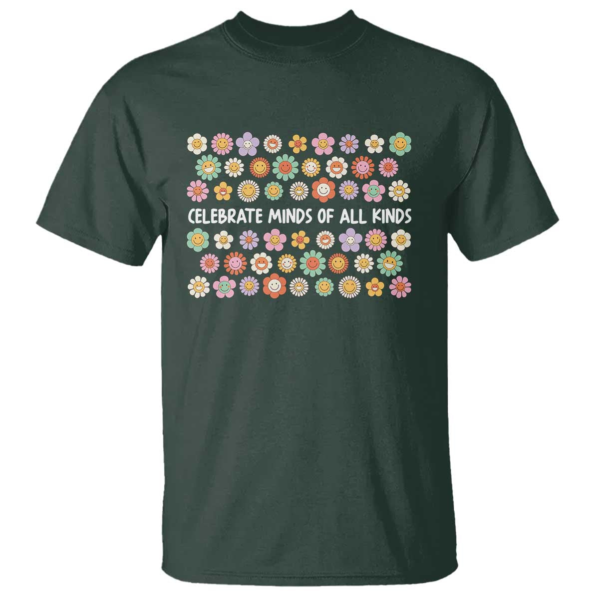 Funny Celebrate Minds Of All Kinds T Shirt Autism Support Retro Flower