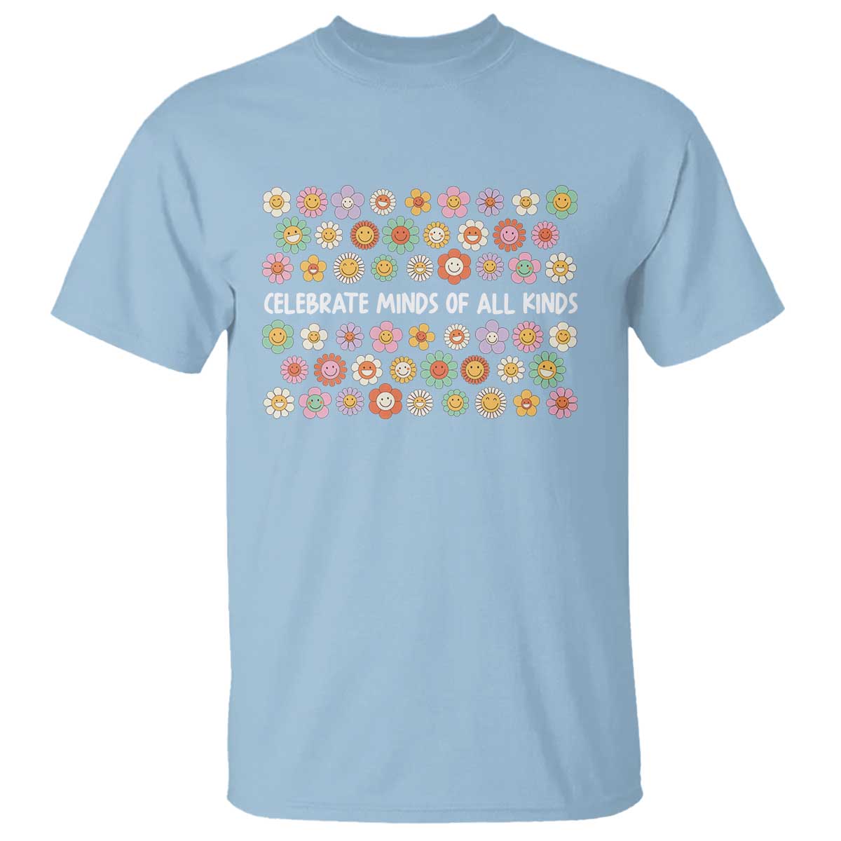 Funny Celebrate Minds Of All Kinds T Shirt Autism Support Retro Flower