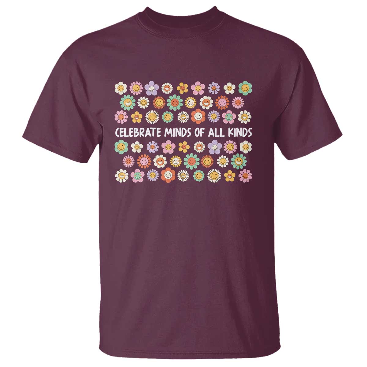 Funny Celebrate Minds Of All Kinds T Shirt Autism Support Retro Flower