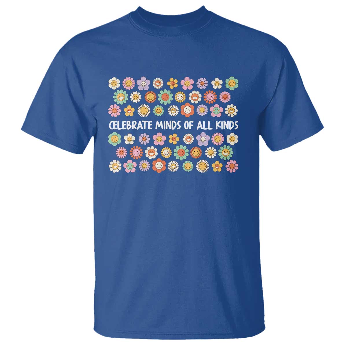 Funny Celebrate Minds Of All Kinds T Shirt Autism Support Retro Flower
