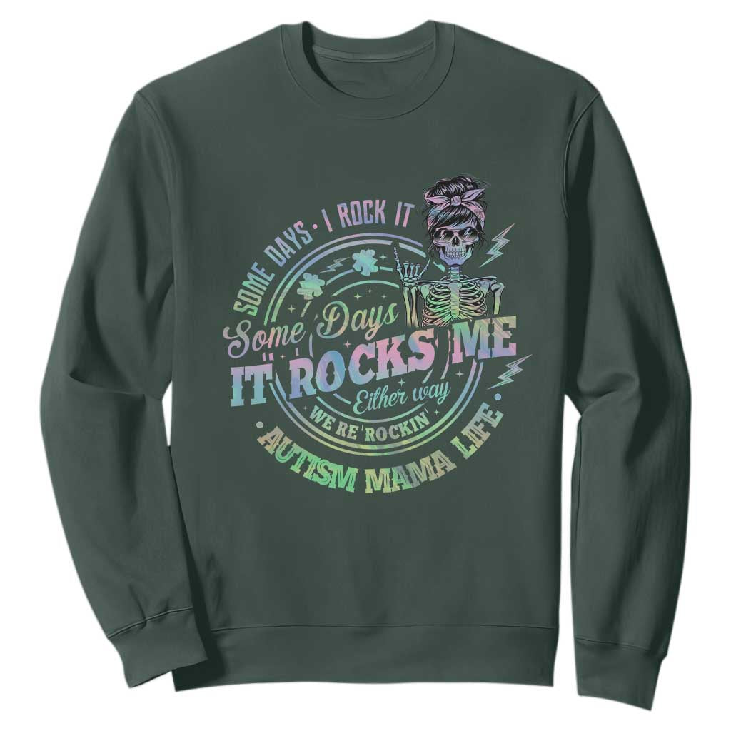 Funny Autism Mama Life Sweatshirt Some Days I Rock It Some Days It Rock Me Autism Support