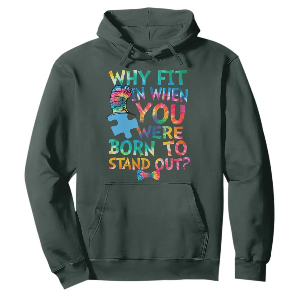 Funny Autism Support Hoodie Why Fit In When You Were Born To Stand Out Puzzle