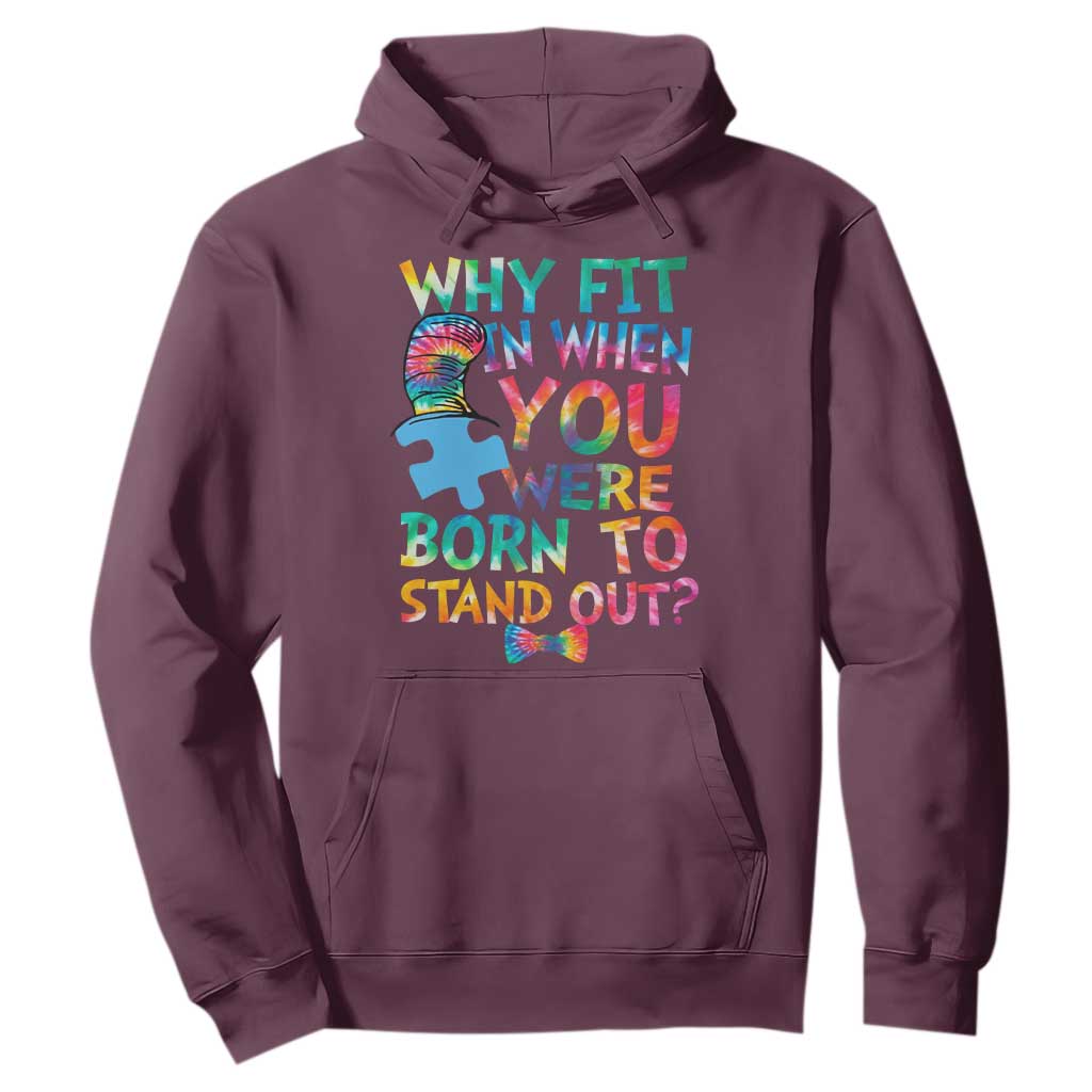 Funny Autism Support Hoodie Why Fit In When You Were Born To Stand Out Puzzle