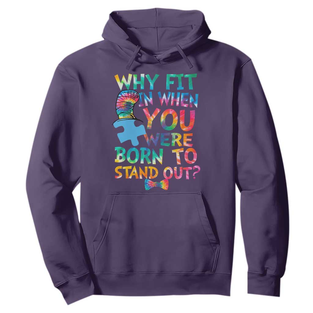 Funny Autism Support Hoodie Why Fit In When You Were Born To Stand Out Puzzle