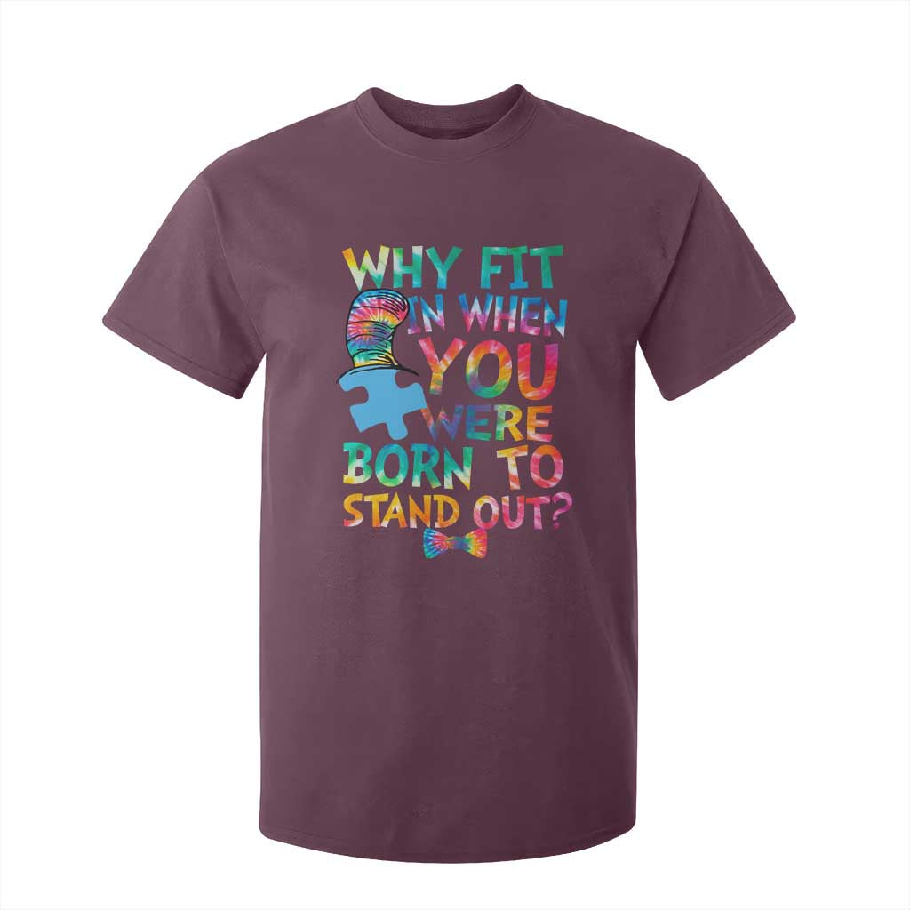 Funny Autism Support T Shirt For Kid Why Fit In When You Were Born To Stand Out Puzzle