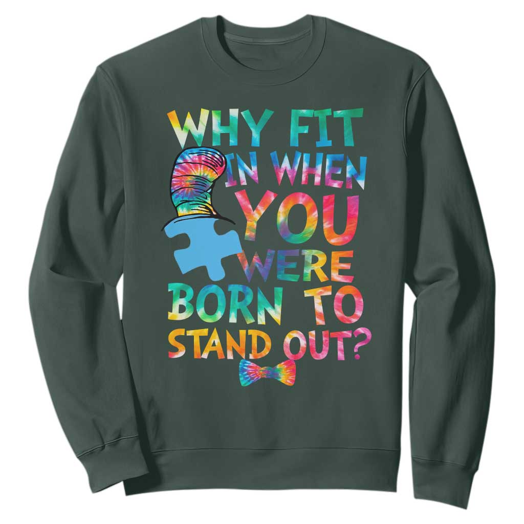 Funny Autism Support Sweatshirt Why Fit In When You Were Born To Stand Out Puzzle